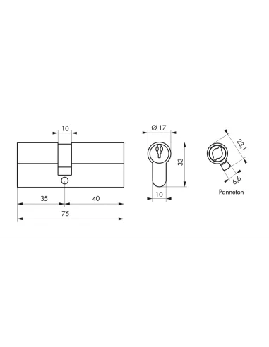 SERRUPRO - Cylindre de serrure - 35x40 mm SERRUPRO - Cylindre de serrure - 35x40 mm