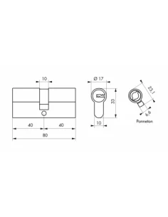 SERRUPRO - Cylindre de serrure haute sécurité nickelé - 40 x 40 mm 2
