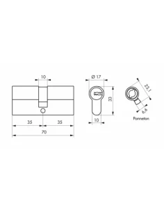 SERRUPRO - Cylindre de serrure à bouton haute sécurité - 35 x 35 mm 2