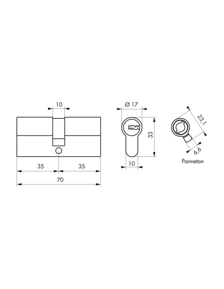 SERRUPRO - Cylindre de serrure à bouton haute sécurité - 35 x 35 mm