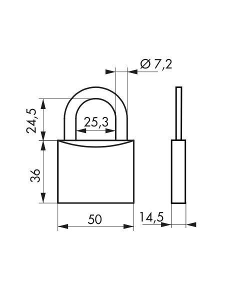 SERRUPRO - CADENAS TYPE 1+ 50 mm 2 clés