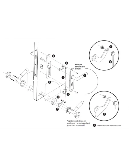 Kadoor - Kit MK2 Ouvre porte au pied pour garniture entraxe 195mm