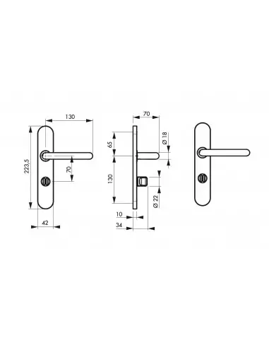 Poignée antibactérienne cuivre sur plaque condamnation - Carré de 6 Poignée antibactérienne cuivre sur plaque condamnation - Carré de 6