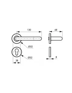 Poignée antibactérienne cuivre rosace clés"i"/trou de cylindre - Carré de 7 2