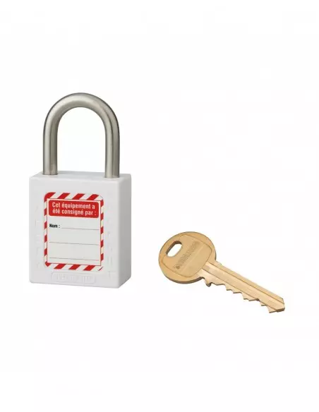 Cadenas de consignation LOTO Lockout Tagout 25 mm anse inox Ø 6 blanc