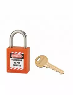 Cadenas de consignation LOTO Lockout Tagout 25 mm anse inox Ø 6 orange