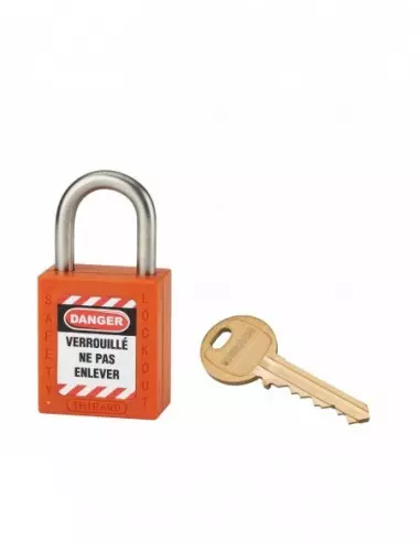 Cadenas de consignation LOTO Lockout Tagout 25 mm anse inox Ø 6 orange