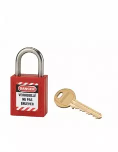 Cadenas de consignation LOTO Lockout Tagout 25 mm anse inox Ø 6 rouge