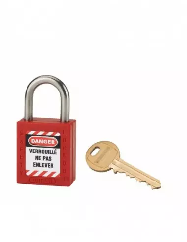 Cadenas de consignation LOTO Lockout Tagout 25 mm anse inox Ø 6 rouge