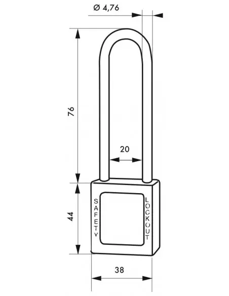 Cadenas de consignation LOTO Lockout Tagout 38 mm anse haute inox Ø 4,76 bleu