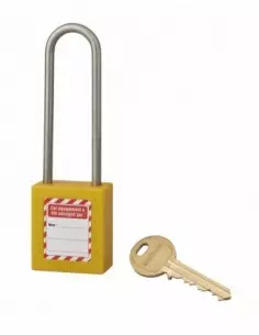 Cadenas de consignation LOTO Lockout Tagout 38 mm anse haute inox Ø 4,76 jaune 2