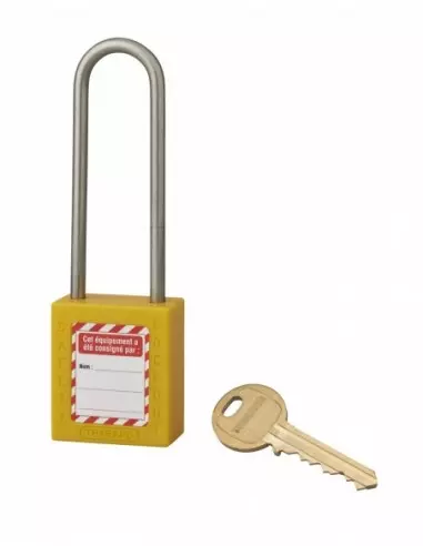 Cadenas de consignation LOTO Lockout Tagout 38 mm anse haute inox Ø 4,76 jaune Cadenas de consignation LOTO Lockout Tagout 38 mm anse haute inox Ø 4,76 jaune