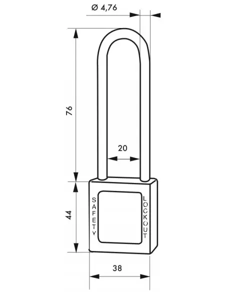 Cadenas de consignation LOTO Lockout Tagout 38 mm anse haute inox Ø 4,76 jaune