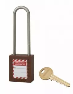 Cadenas de consignation LOTO Lockout Tagout 38 mm anse haute inox Ø 4,76 marron 2