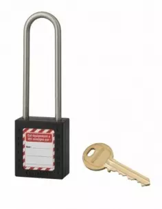 Cadenas de consignation LOTO Lockout Tagout 38 mm anse haute inox Ø 4,76 noir 2