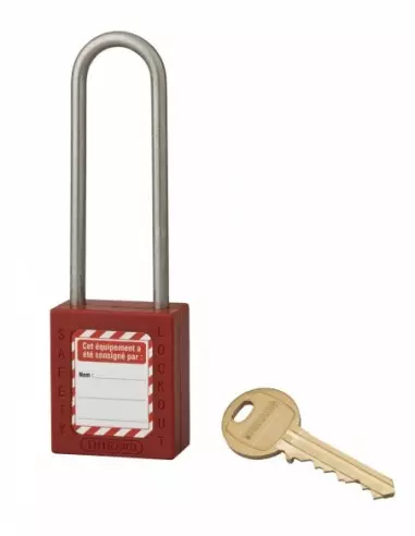 Cadenas de consignation LOTO Lockout Tagout 38 mm anse haute inox Ø 4,76 rouge Cadenas de consignation LOTO Lockout Tagout 38 mm anse haute inox Ø 4,76 rouge