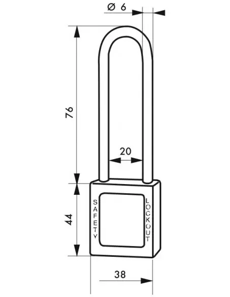 Cadenas de consignation LOTO Lockout Tagout 38 mm anse haute inox Ø 6 blanc