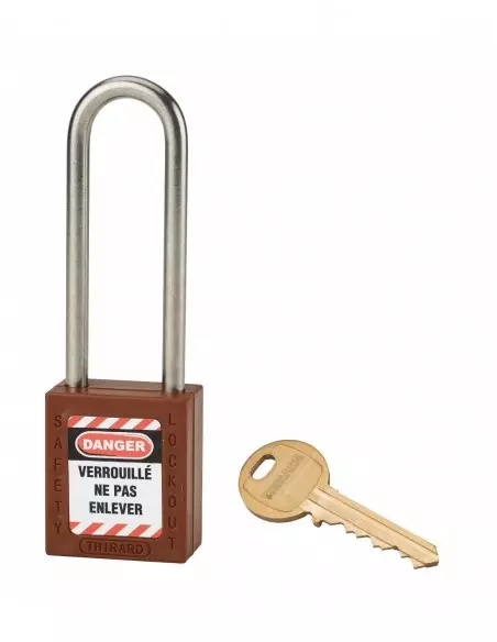 Cadenas de consignation LOTO Lockout Tagout 38 mm anse haute inox Ø 6 marron