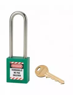 Cadenas de consignation LOTO Lockout Tagout 38 mm anse haute inox Ø 6 vert