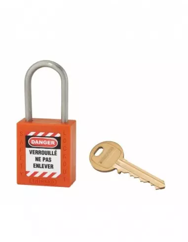 Cadenas de consignation LOTO Lockout Tagout 38 mm anse inox Ø 4,76 orange