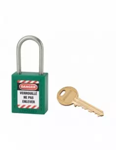 Cadenas de consignation LOTO Lockout Tagout 38 mm anse inox Ø 4,76 vert