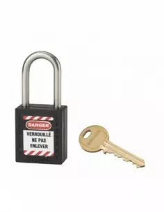 Cadenas de consignation LOTO Lockout Tagout 38 mm anse inox Ø 6 noir