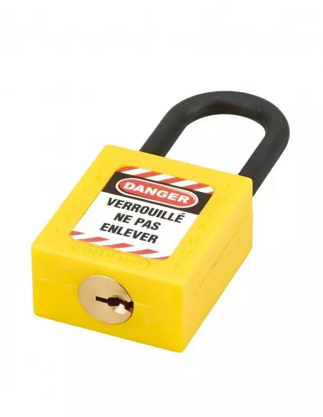 Cadenas de consignation LOTO Lockout Tagout 38 mm anse nylon Ø 6 jaune