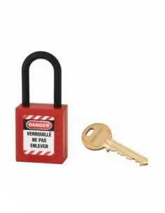 Cadenas de consignation LOTO Lockout Tagout 38 mm anse nylon Ø 6 rouge