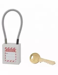 Cadenas de consignation LOTO Lockout Tagout 38 mm câble inox gainé Ø 4,76 x 150 mm - 1 clé blanc 2