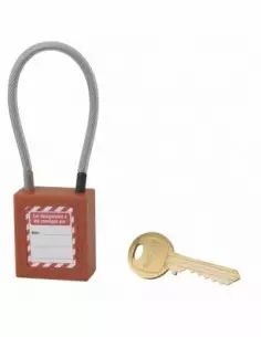Cadenas de consignation LOTO Lockout Tagout 38 mm câble inox gainé Ø 4,76 x 150 mm - 1 clé orange 2