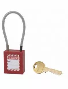 Cadenas de consignation LOTO Lockout Tagout 38 mm câble inox gainé Ø 4,76 x 150 mm - 1 clé rouge 2