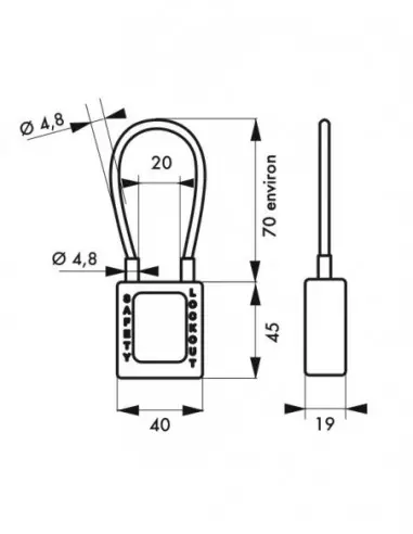 Cadenas de consignation LOTO Lockout Tagout 38 mm câble inox gainé Ø 4,76 x 150 mm - 1 clé rouge Cadenas de consignation LOTO Lockout Tagout 38 mm câble inox gainé Ø 4,76 x 150 mm - 1 clé rouge