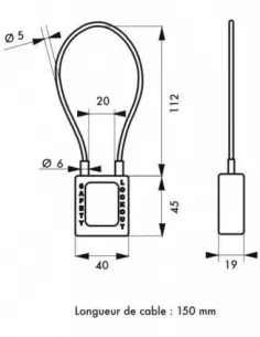 Cadenas de consignation LOTO Lockout Tagout 38 mm câble inox gainé Ø 6 x 150 mm - 1 clé orange 2