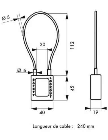 Cadenas de consignation LOTO Lockout Tagout 38 mm câble inox gainé Ø 6 x 240 mm - 1 clé bleu Cadenas de consignation LOTO Lockout Tagout 38 mm câble inox gainé Ø 6 x 240 mm - 1 clé bleu