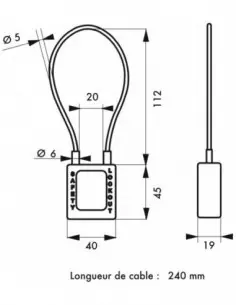 Cadenas de consignation LOTO Lockout Tagout 38 mm câble inox gainé Ø 6 x 240 mm - 1 clé orange 2