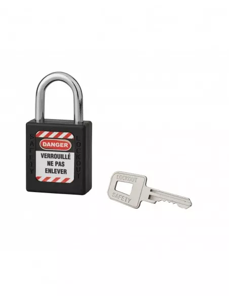 Cadenas de consignation LOTO Lockout Tagout 40 mm anse acier Ø 6 x 25 mm noir