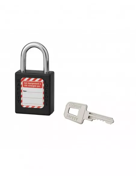 Cadenas de consignation LOTO Lockout Tagout 40 mm anse acier Ø 6 x 25 mm noir