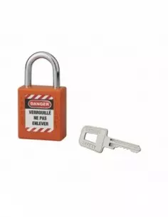 Cadenas de consignation LOTO Lockout Tagout 40 mm anse acier Ø 6 x 25 mm orange