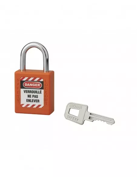 Cadenas de consignation LOTO Lockout Tagout 40 mm anse acier Ø 6 x 25 mm orange