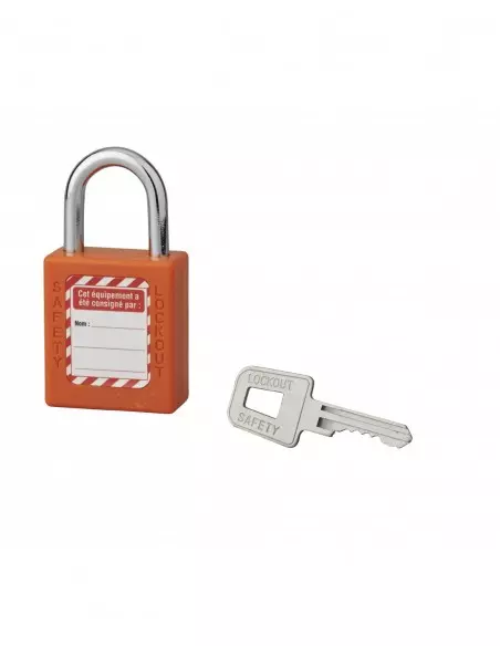 Cadenas de consignation LOTO Lockout Tagout 40 mm anse acier Ø 6 x 25 mm orange