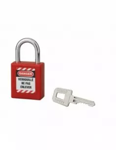 Cadenas de consignation LOTO Lockout Tagout 40 mm anse acier Ø 6 x 25 mm rouge