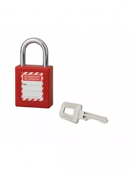 Cadenas de consignation LOTO Lockout Tagout 40 mm anse acier Ø 6 x 25 mm rouge