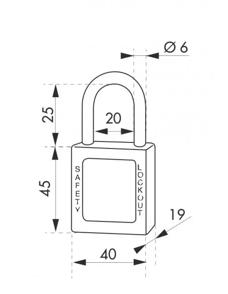 Cadenas de consignation LOTO Lockout Tagout 40 mm anse acier Ø 6 x 25 mm rouge