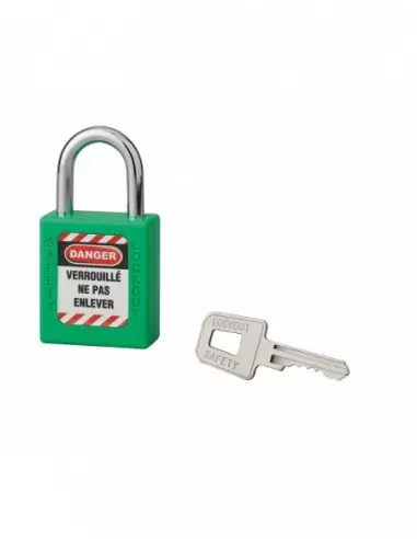 Cadenas de consignation LOTO Lockout Tagout 40 mm anse acier Ø 6 x 25 mm vert