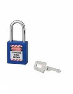 Cadenas de consignation LOTO Lockout Tagout 40 mm anse acier Ø 6 x 38 mm bleu