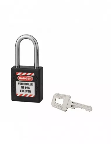 Cadenas de consignation LOTO Lockout Tagout 40 mm anse acier Ø 6 x 38 mm noir