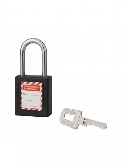 Cadenas de consignation LOTO Lockout Tagout 40 mm anse acier Ø 6 x 38 mm noir