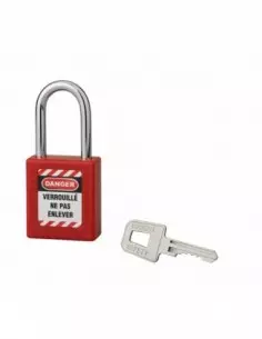 Cadenas de consignation LOTO Lockout Tagout 40 mm anse acier Ø 6 x 38 mm rouge