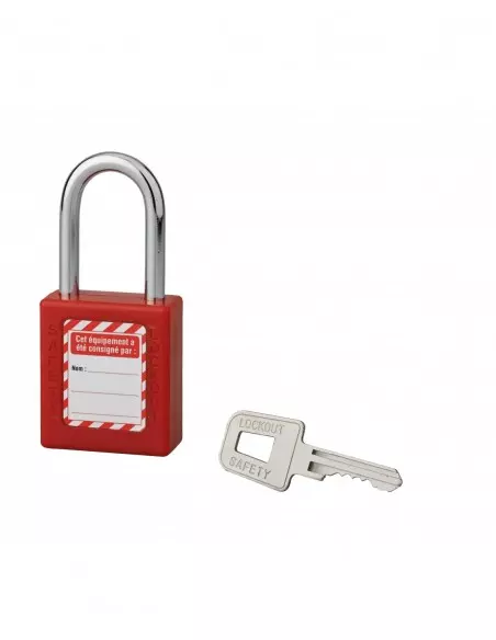 Cadenas de consignation LOTO Lockout Tagout 40 mm anse acier Ø 6 x 38 mm rouge