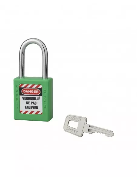 Cadenas de consignation LOTO Lockout Tagout 40 mm anse acier Ø 6 x 38 mm vert